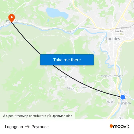 Lugagnan to Peyrouse map