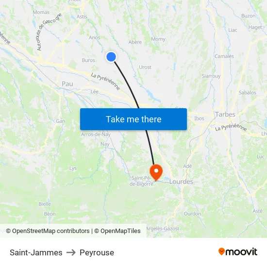 Saint-Jammes to Peyrouse map