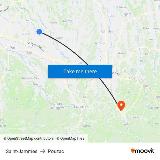 Saint-Jammes to Pouzac map