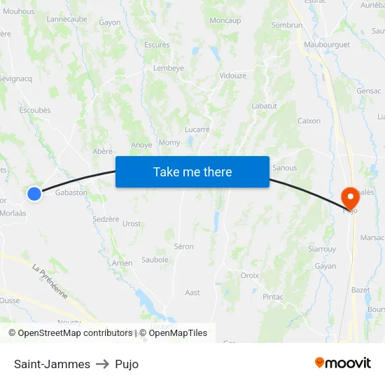 Saint-Jammes to Pujo map