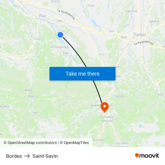 Bordes to Saint-Savin map
