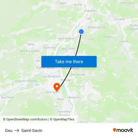 Geu to Saint-Savin map