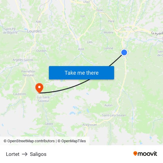 Lortet to Saligos map