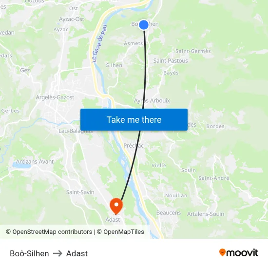 Boô-Silhen to Adast map