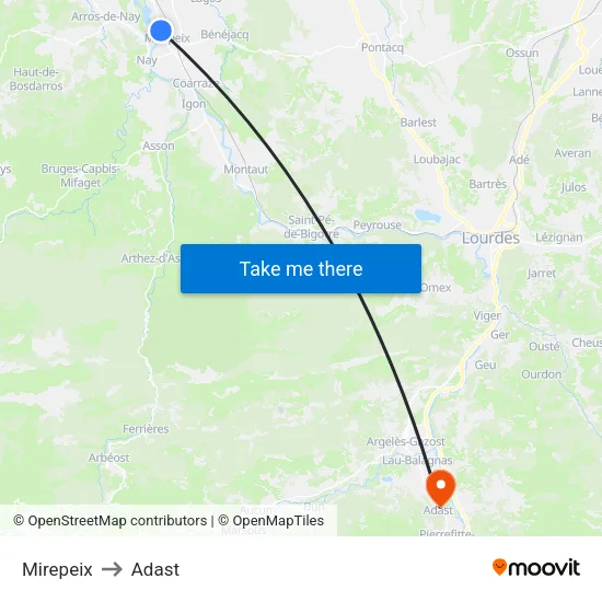 Mirepeix to Adast map