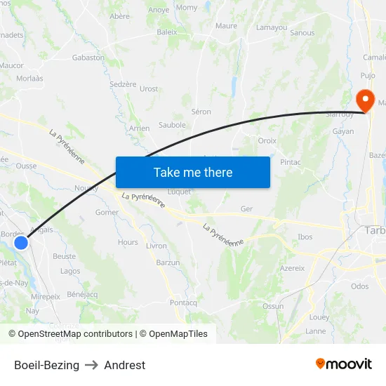 Boeil-Bezing to Andrest map