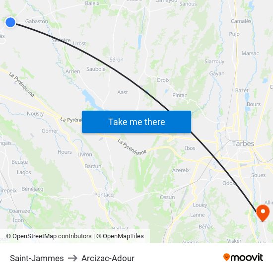 Saint-Jammes to Arcizac-Adour map