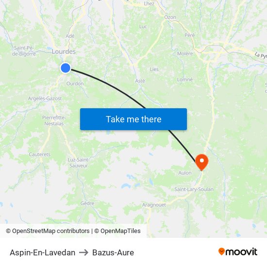 Aspin-En-Lavedan to Bazus-Aure map