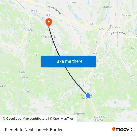 Pierrefitte-Nestalas to Bordes map