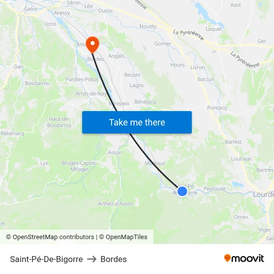 Saint-Pé-De-Bigorre to Bordes map