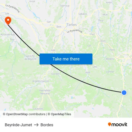 Beyrède-Jumet to Bordes map