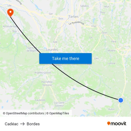 Cadéac to Bordes map