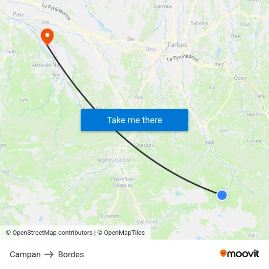 Campan to Bordes map