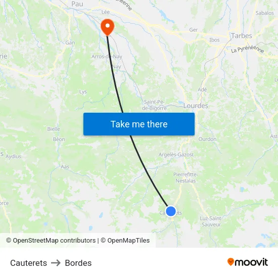 Cauterets to Bordes map