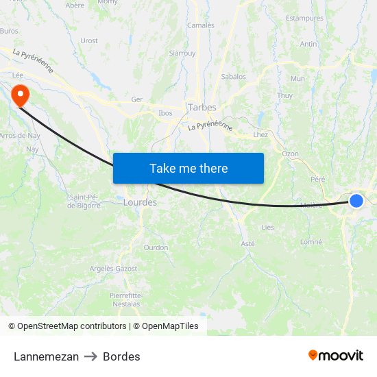 Lannemezan to Bordes map