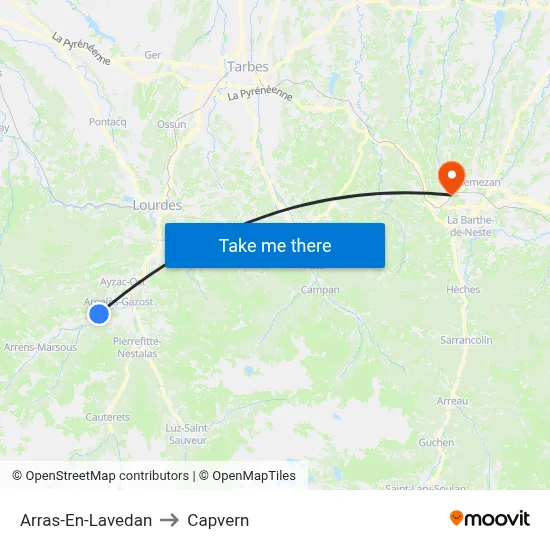 Arras-En-Lavedan to Capvern map
