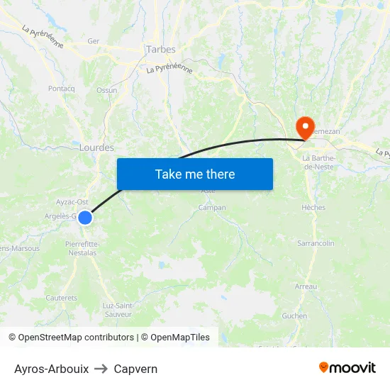 Ayros-Arbouix to Capvern map