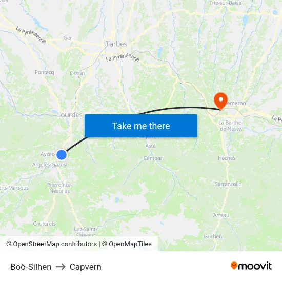 Boô-Silhen to Capvern map