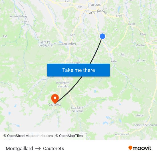 Montgaillard to Cauterets map