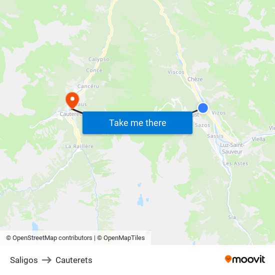 Saligos to Cauterets map