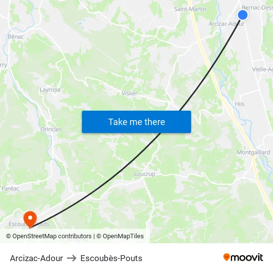 Arcizac-Adour to Escoubès-Pouts map