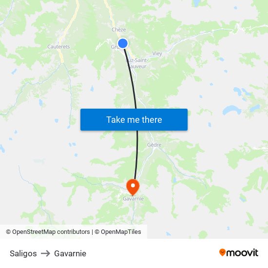 Saligos to Gavarnie map