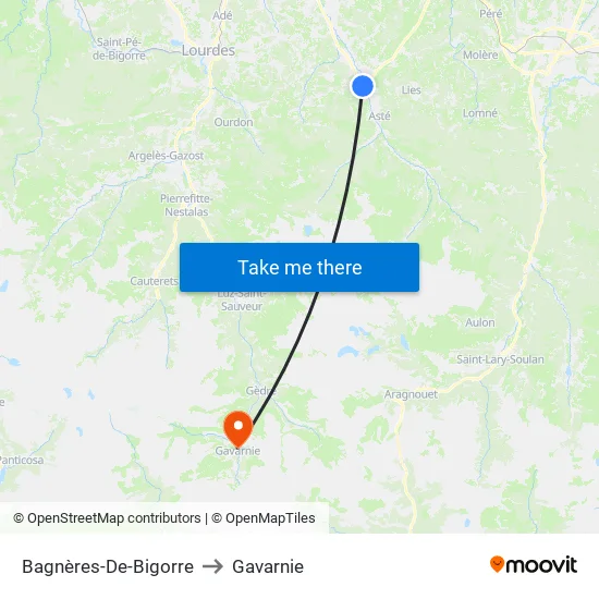 Bagnères-De-Bigorre to Gavarnie map