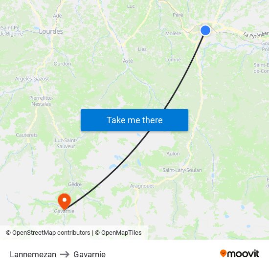 Lannemezan to Gavarnie map