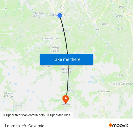 Lourdes to Gavarnie map