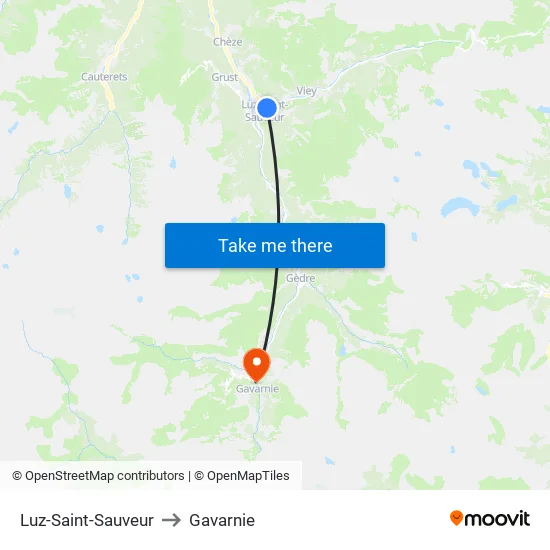 Luz-Saint-Sauveur to Gavarnie map