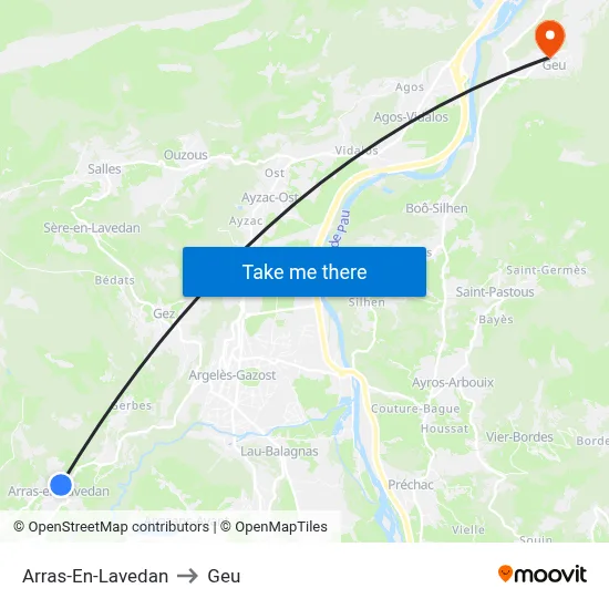 Arras-En-Lavedan to Geu map
