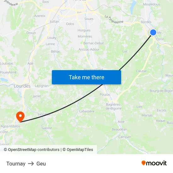 Tournay to Geu map
