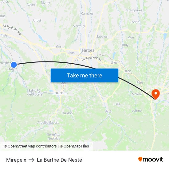 Mirepeix to La Barthe-De-Neste map