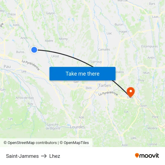 Saint-Jammes to Lhez map