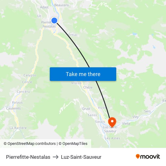 Pierrefitte-Nestalas to Luz-Saint-Sauveur map