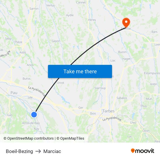 Boeil-Bezing to Marciac map