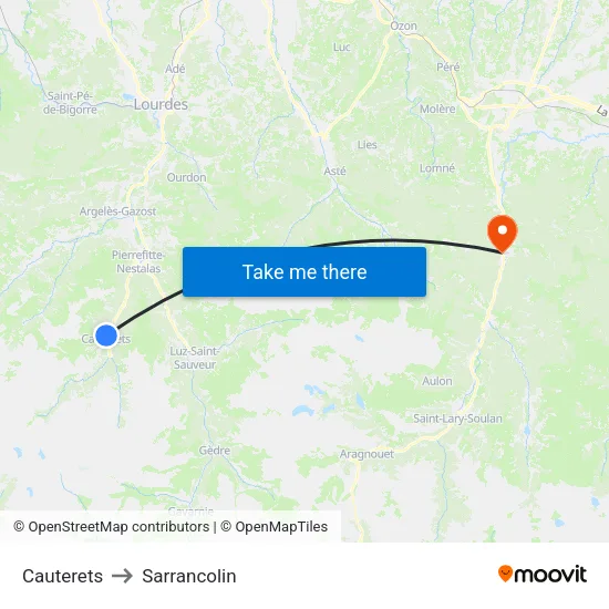 Cauterets to Sarrancolin map