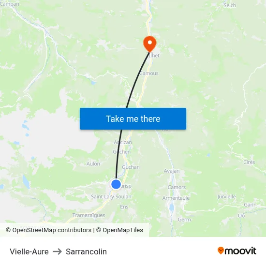 Vielle-Aure to Sarrancolin map