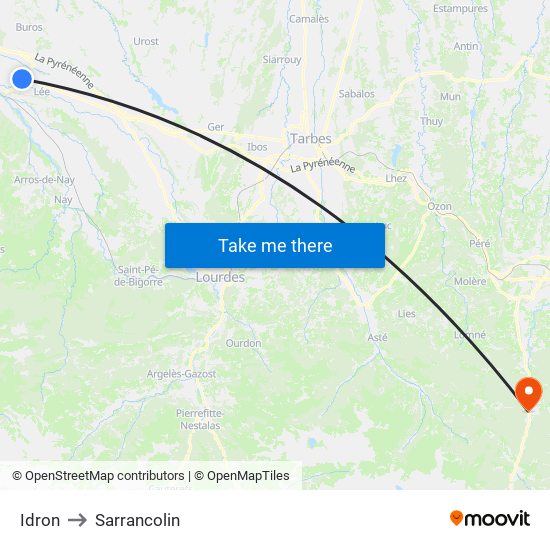 Idron to Sarrancolin map