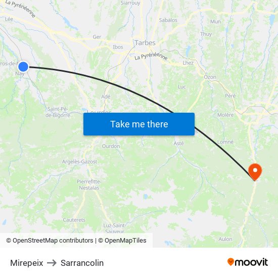 Mirepeix to Sarrancolin map