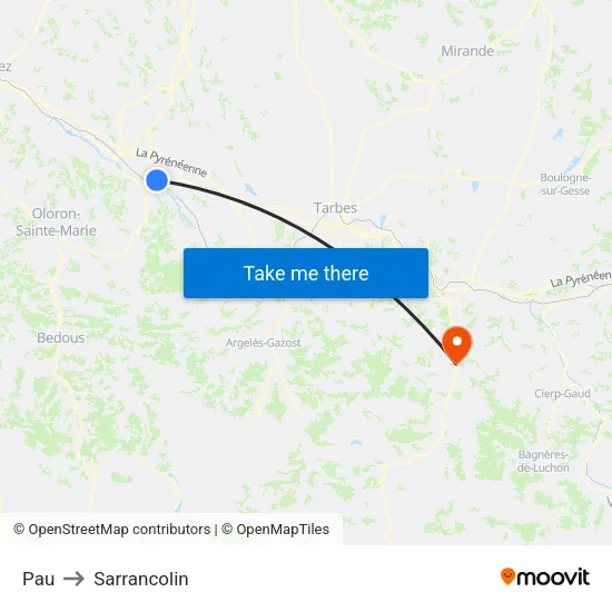 Pau to Sarrancolin map
