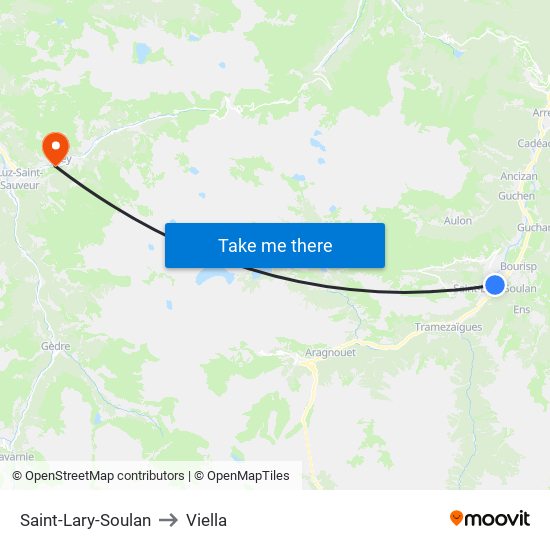 Saint-Lary-Soulan to Viella map