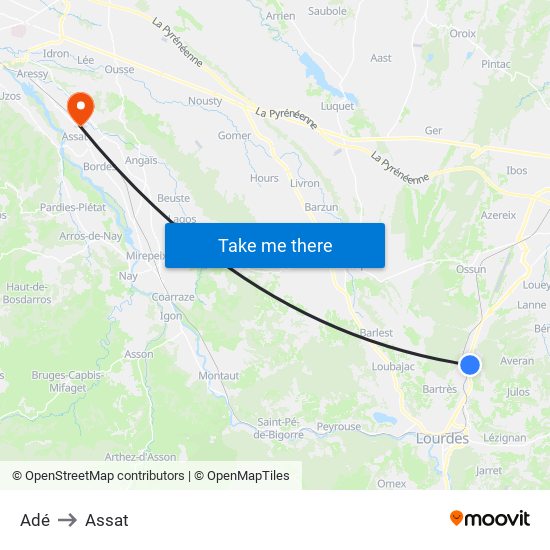 Adé to Assat map