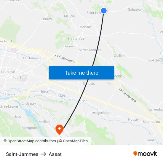 Saint-Jammes to Assat map