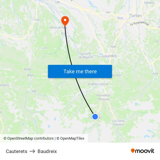 Cauterets to Baudreix map