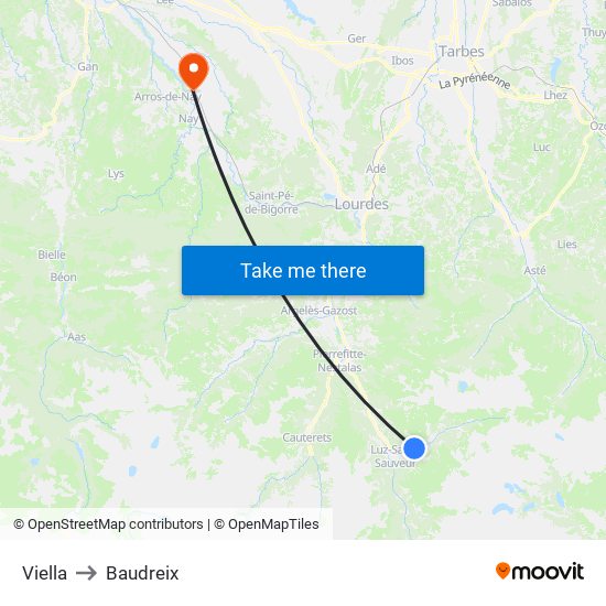 Viella to Baudreix map