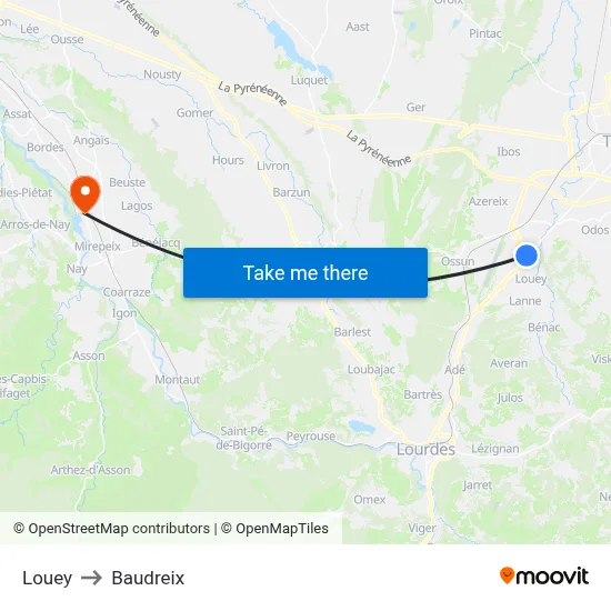 Louey to Baudreix map