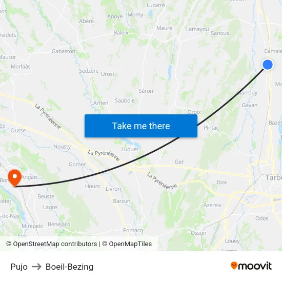 Pujo to Boeil-Bezing map