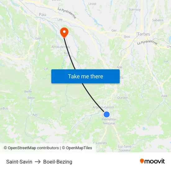 Saint-Savin to Boeil-Bezing map