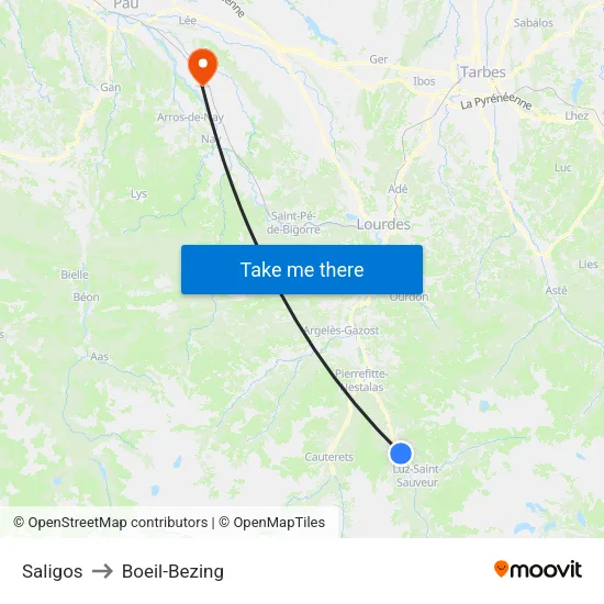 Saligos to Boeil-Bezing map